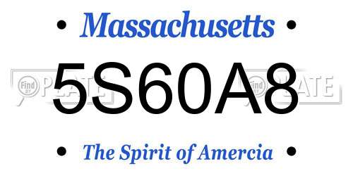 5S60A8 Massachusetts License Plate