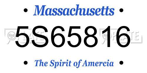5S65816 Massachusetts License Plate