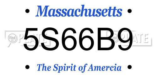 5S66B9 Massachusetts License Plate