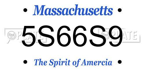 5S66S9 Massachusetts License Plate