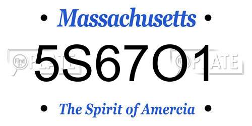 5S67O1 Massachusetts License Plate