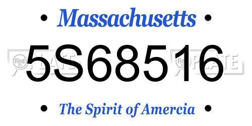 5S68516 Massachusetts License Plate
