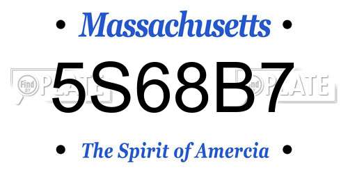 5S68B7 Massachusetts License Plate