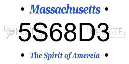5S68D3 Massachusetts License Plate