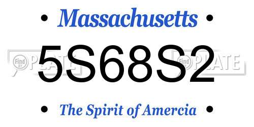 5S68S2 Massachusetts License Plate