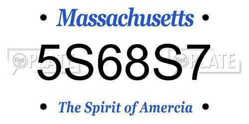 5S68S7 Massachusetts License Plate
