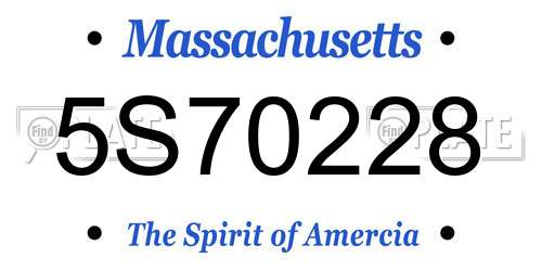 5S70228 Massachusetts License Plate