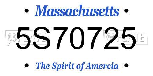 5S70725 Massachusetts License Plate