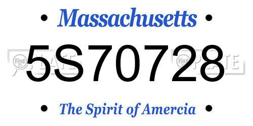 5S70728 Massachusetts License Plate