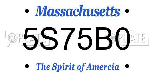5S75B0 Massachusetts License Plate