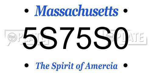 5S75S0 Massachusetts License Plate