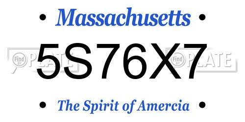 5S76X7 Massachusetts License Plate