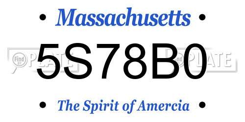 5S78B0 Massachusetts License Plate