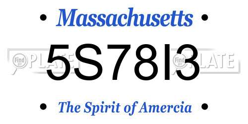 5S78I3 Massachusetts License Plate