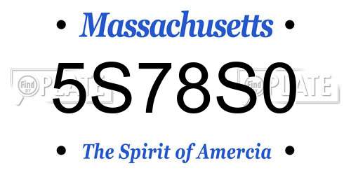 5S78S0 Massachusetts License Plate