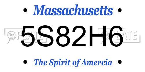 5S82H6 Massachusetts License Plate