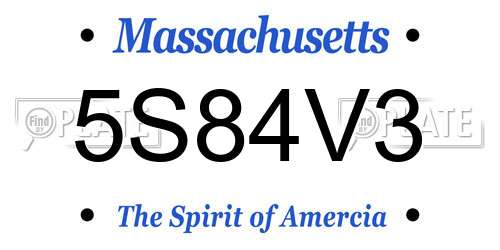 5S84V3 Massachusetts License Plate
