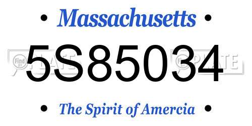 5S85034 Massachusetts License Plate