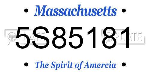 5S85181 Massachusetts License Plate