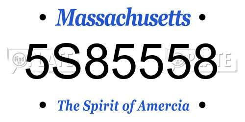5S85558 Massachusetts License Plate