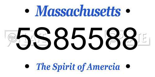 5S85588 Massachusetts License Plate