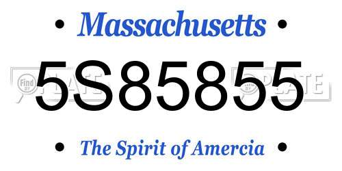 5S85855 Massachusetts License Plate