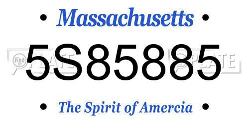 5S85885 Massachusetts License Plate