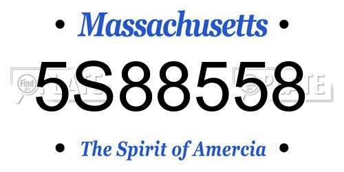 5S88558 Massachusetts License Plate