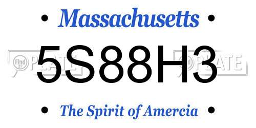 5S88H3 Massachusetts License Plate