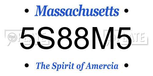 5S88M5 Massachusetts License Plate