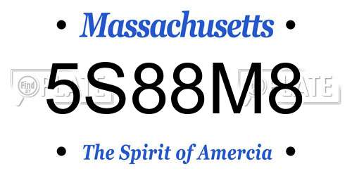 5S88M8 Massachusetts License Plate