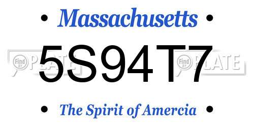 5S94T7 Massachusetts License Plate