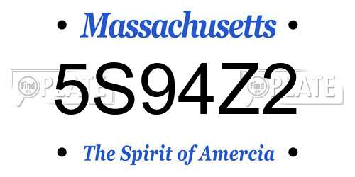 5S94Z2 Massachusetts License Plate