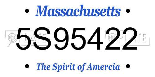 5S95422 Massachusetts License Plate