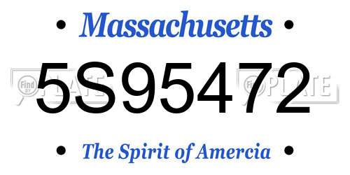 5S95472 Massachusetts License Plate
