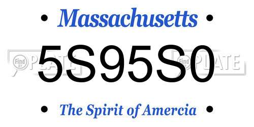 5S95S0 Massachusetts License Plate
