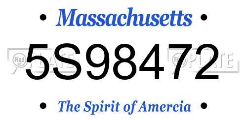 5S98472 Massachusetts License Plate