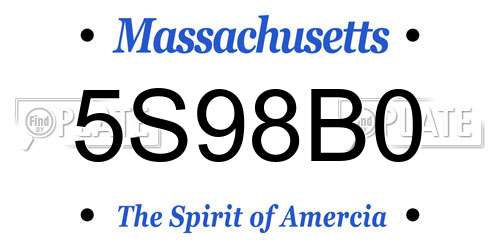 5S98B0 Massachusetts License Plate
