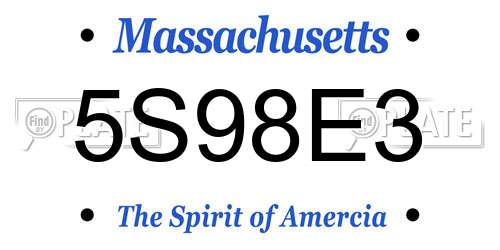 5S98E3 Massachusetts License Plate