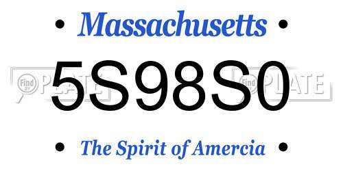 5S98S0 Massachusetts License Plate