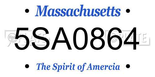 5SA0864 Massachusetts License Plate