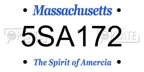 5SA172 Massachusetts License Plate