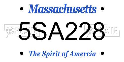 5SA228 Massachusetts License Plate