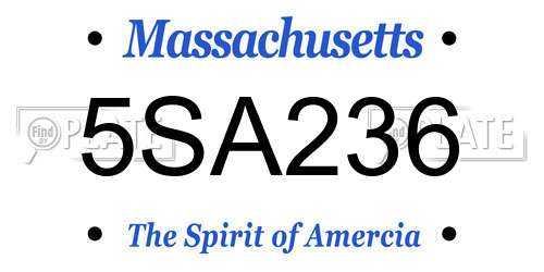 5SA236 Massachusetts License Plate
