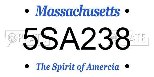 5SA238 Massachusetts License Plate