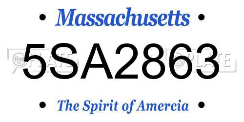 5SA2863 Massachusetts License Plate