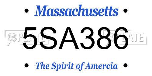5SA386 Massachusetts License Plate