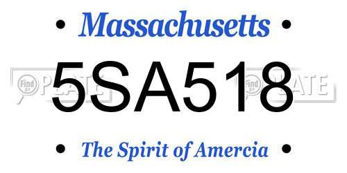 5SA518 Massachusetts License Plate
