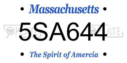 5SA644 Massachusetts License Plate