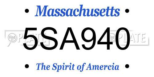 5SA940 Massachusetts License Plate